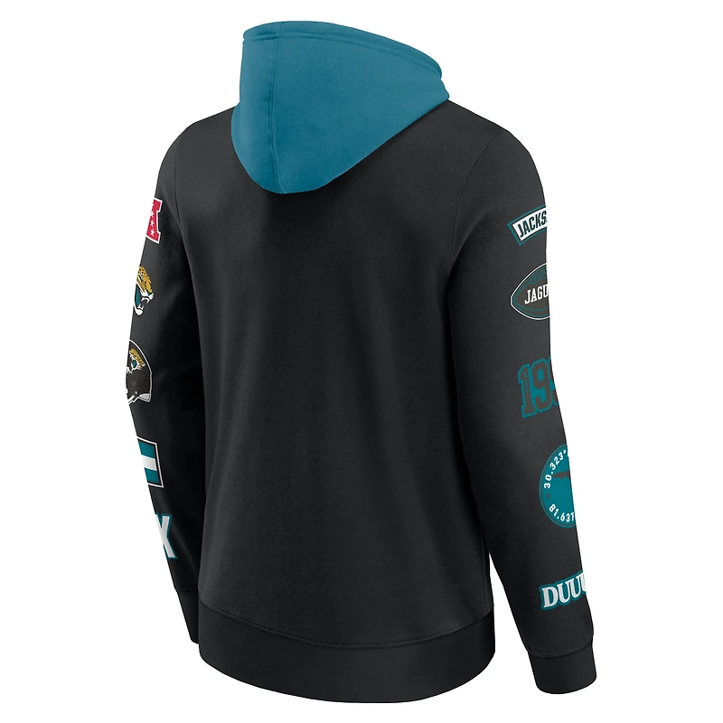Men's Fanatics  Black/Teal Jacksonville Jaguars Patched Out Pullover Hoodie