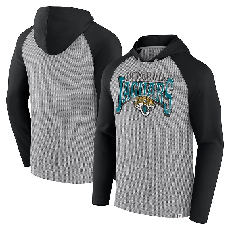 T-shirt à capuche manches longues Fanatics pour hommes, gris/noir, Jacksonville Jaguars Under Center
