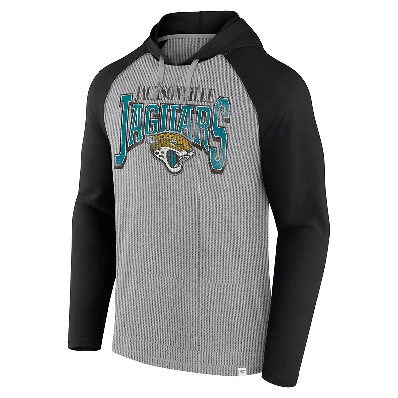 Men's Fanatics Gray/Black Jacksonville Jaguars Under Center Long Sleeve Hoodie T-Shirt