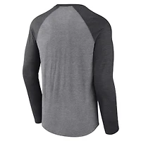 Men's Fanatics Heather Gray/Charcoal Jacksonville Jaguars Tri-Blend Raglan Long Sleeve T-Shirt