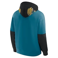Sweat à capuche rétro pour homme, motif casque des Jaguars de Jacksonville, bleu sarcelle
