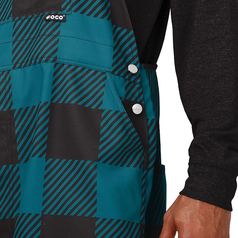 Salopette à carreaux avec grand logo FOCO Jacksonville Jaguars pour hommes, bleu sarcelle