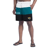 Short de bain G-III Sports by Carl Banks pour homme, noir/bleu sarcelle, motif Jacksonville Jaguars Sunrise Volley