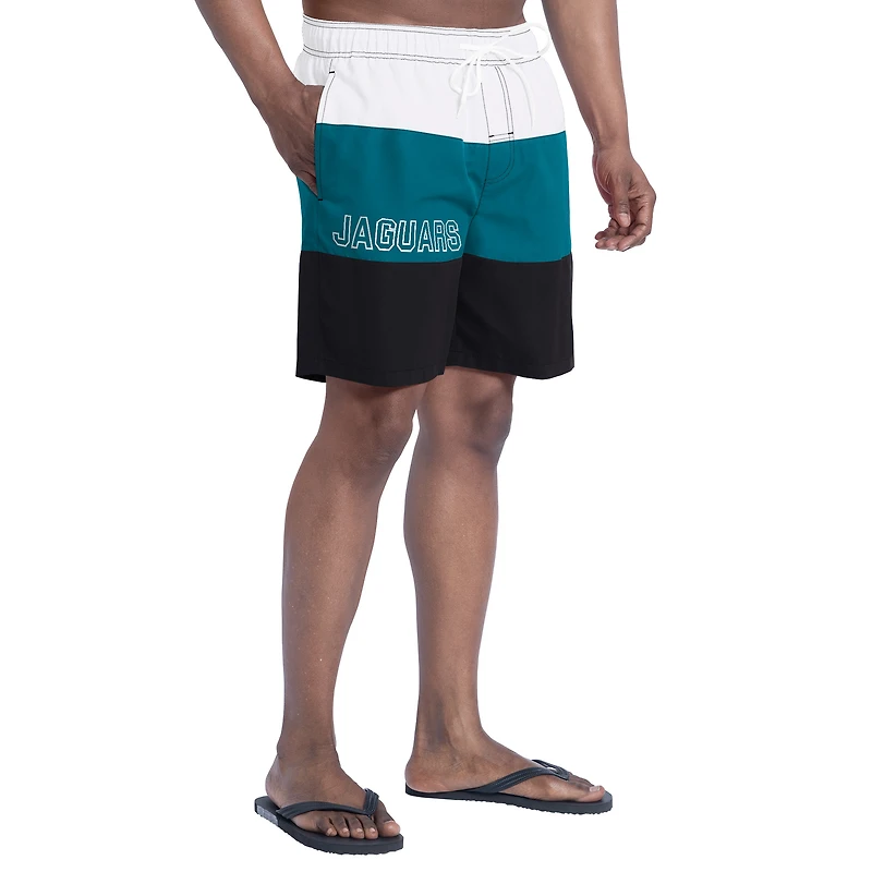 Short de bain G-III Sports by Carl Banks pour homme, noir/bleu sarcelle, motif Jacksonville Jaguars Sunrise Volley