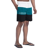 Short de bain G-III Sports by Carl Banks pour homme, noir/bleu sarcelle, motif Jacksonville Jaguars Sunrise Volley