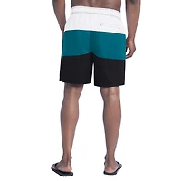 Short de bain G-III Sports by Carl Banks pour homme, noir/bleu sarcelle, motif Jacksonville Jaguars Sunrise Volley