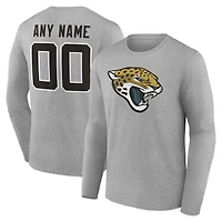 Men's Gray Jacksonville Jaguars Team Authentic Personalized Name & Number Long Sleeve T-Shirt