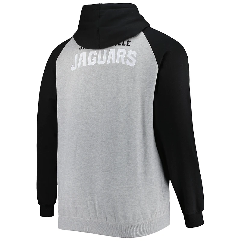 Veste à capuche raglan en molleton pour homme gris chiné Jacksonville Jaguars Big & Tall