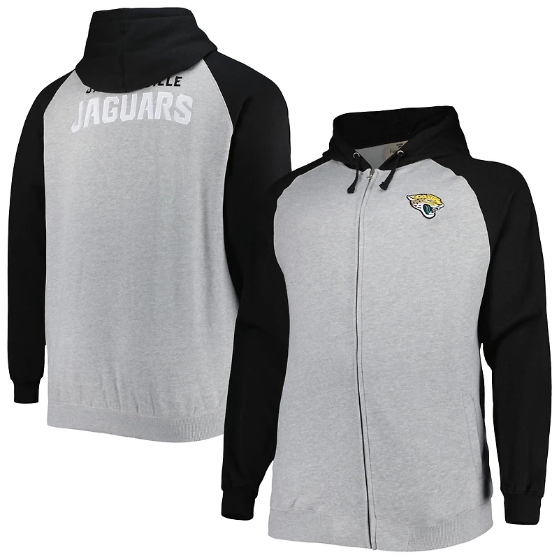 Veste à capuche raglan en molleton pour homme gris chiné Jacksonville Jaguars Big & Tall