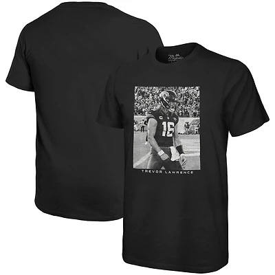 T-shirt surdimensionné avec image de joueur Majestic Threads Trevor Lawrence pour hommes, noir, Jacksonville Jaguars