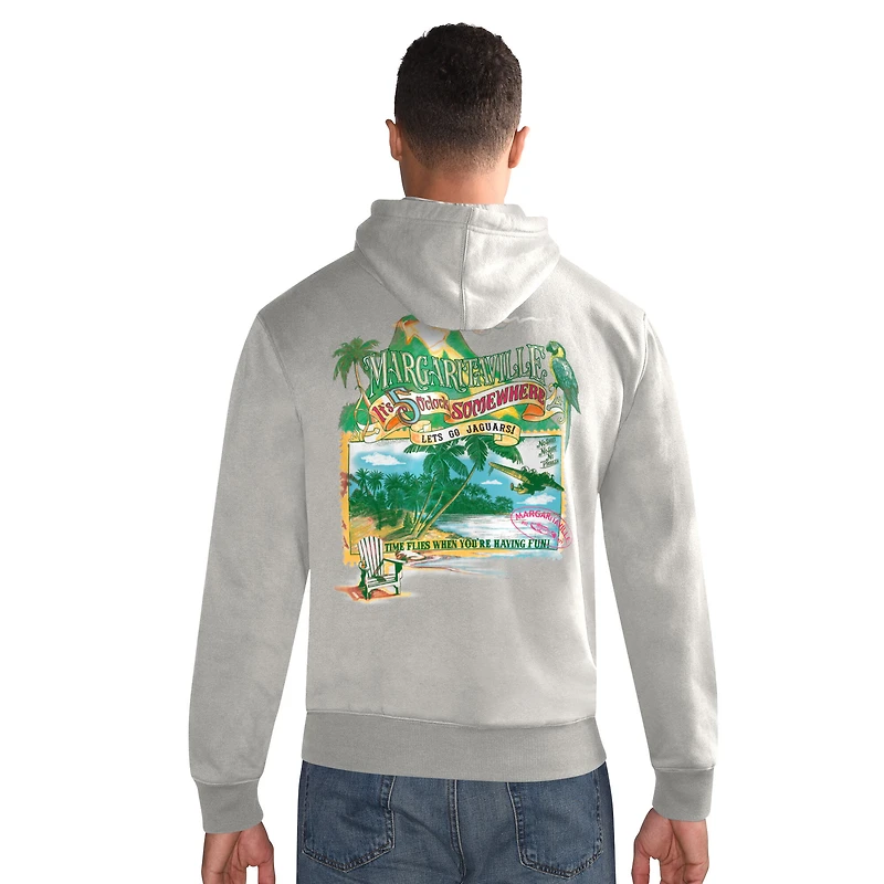 Sweat à capuche teint en pièce pour homme Jacksonville Jaguars Time Flies Gray Margaritaville