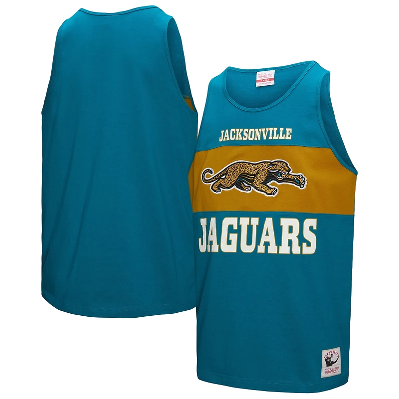 Débardeur rétro colorblock bleu sarcelle pour homme Mitchell & Ness des Jaguars de Jacksonville