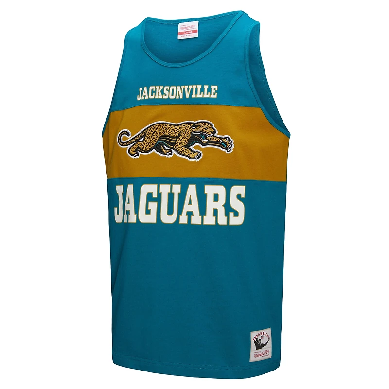 Débardeur rétro colorblock bleu sarcelle pour homme Mitchell & Ness des Jaguars de Jacksonville