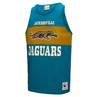 Débardeur rétro colorblock bleu sarcelle pour homme Mitchell & Ness des Jaguars de Jacksonville
