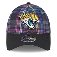 Men's New Era Black Jacksonville Jaguars 2024 NFL Crucial Catch Plaid 9FORTY Adjustable Hat