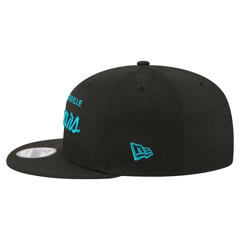 Men's New Era Black Jacksonville Jaguars Core Team Script 9FIFTY Snapback Hat
