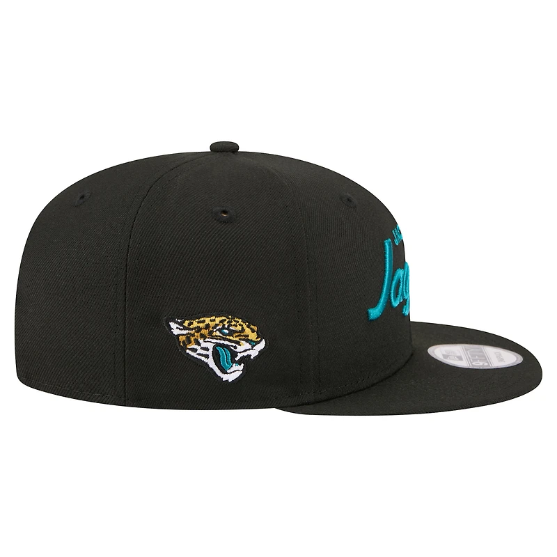 Men's New Era Black Jacksonville Jaguars Core Team Script 9FIFTY Snapback Hat