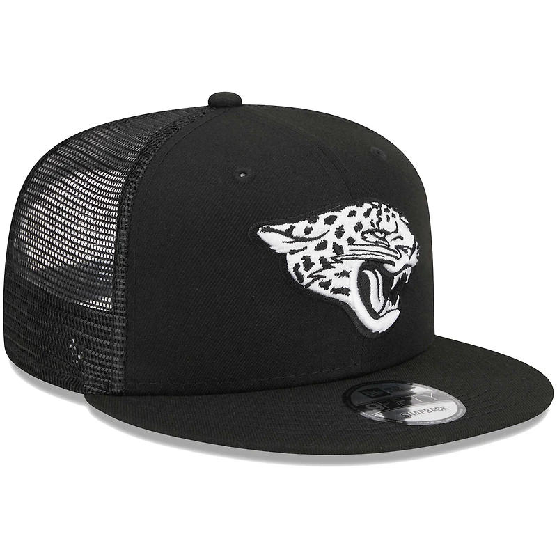 Men's New Era Black Jacksonville Jaguars  Main Trucker 9FIFTY Snapback Hat