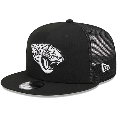 Men's New Era Black Jacksonville Jaguars  Main Trucker 9FIFTY Snapback Hat