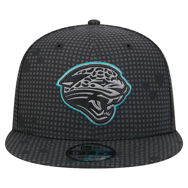 Casquette à visière plate 9FIFTY Jacksonville Jaguars de New Era pour homme, noire, avec logo Midnight Ink Pop Outline