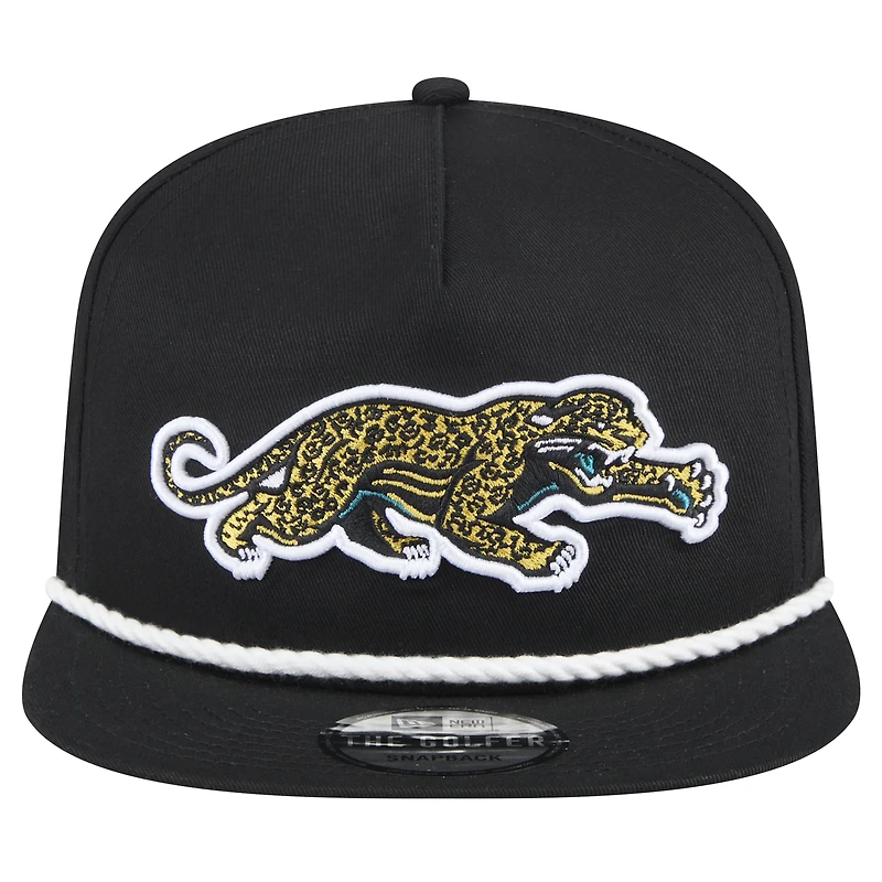 Men's New Era  Black Jacksonville Jaguars Throwback Crawl Lockup Golfer Snapback Hat