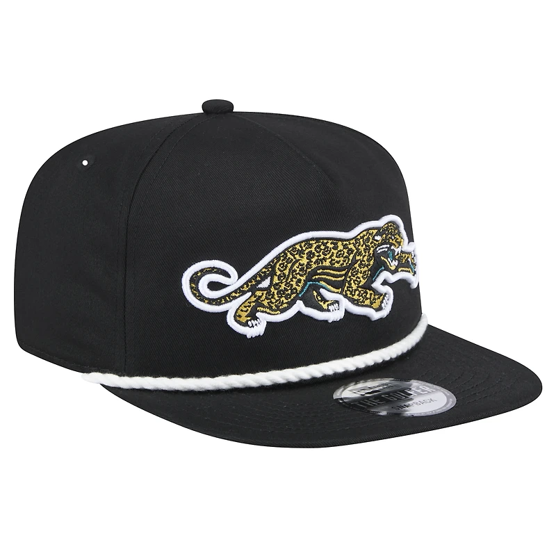 Men's New Era  Black Jacksonville Jaguars Throwback Crawl Lockup Golfer Snapback Hat
