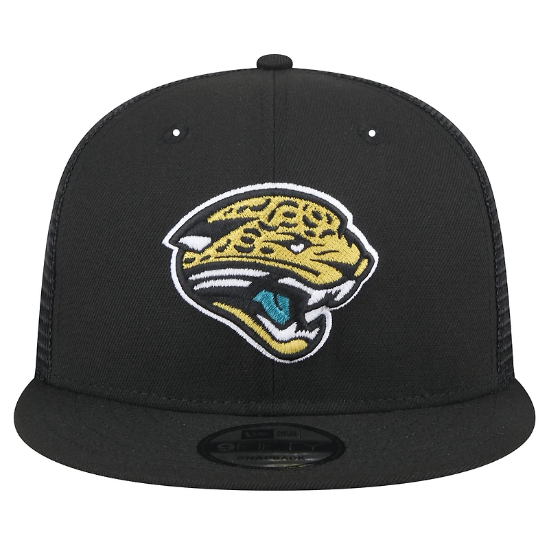 Men's New Era  Black Jacksonville Jaguars Throwback Logo Shade Trucker 9FIFTY Snapback Hat