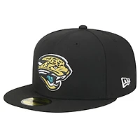 Casquette ajustée noire Jacksonville Jaguars Throwback Main 59FIFTY de New Era pour homme