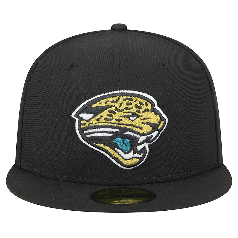 Casquette ajustée noire Jacksonville Jaguars Throwback Main 59FIFTY de New Era pour homme