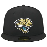 Casquette ajustée noire Jacksonville Jaguars Throwback Main 59FIFTY de New Era pour homme