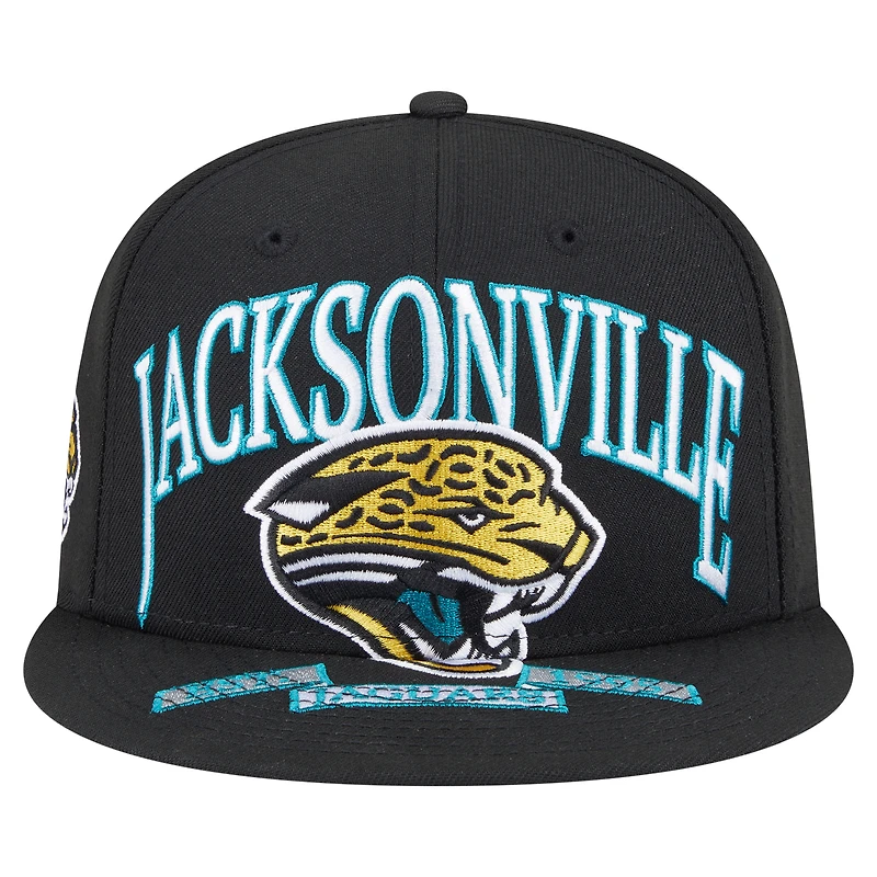 Men's New Era Black Jacksonville Jaguars Throwback Oversized 59FIFTY Fitted Hat