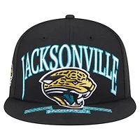 Men's New Era Black Jacksonville Jaguars Throwback Oversized 59FIFTY Fitted Hat
