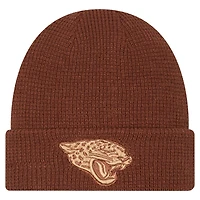 Men's New Era Brown Jacksonville Jaguars Tiramasu Waffle Cuffed Knit Hat