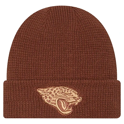 Men's New Era Brown Jacksonville Jaguars Tiramasu Waffle Cuffed Knit Hat