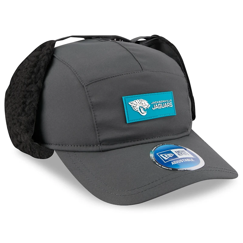 Men's New Era Charcoal Jacksonville Jaguars 2025 Sideline Cold Weather Runner Dog Ear Adjustable Hat