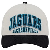 Men's New Era  Cream/Black Jacksonville Jaguars Throwback Two-Tone Sided Corduroy 9FORTY A-Frame Adjustable Hat