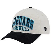 Men's New Era  Cream/Black Jacksonville Jaguars Throwback Two-Tone Sided Corduroy 9FORTY A-Frame Adjustable Hat