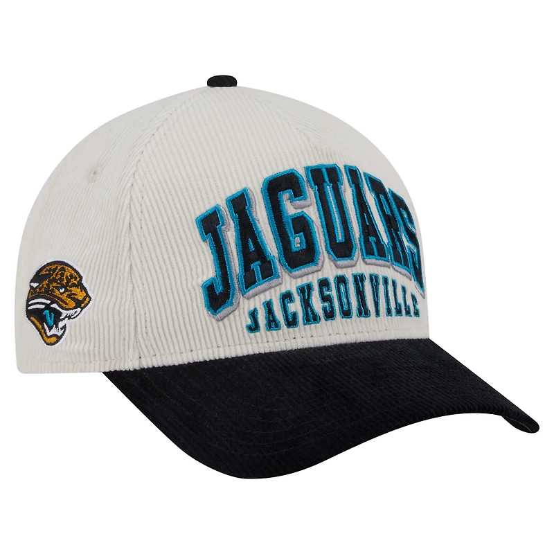 Men's New Era  Cream/Black Jacksonville Jaguars Throwback Two-Tone Sided Corduroy 9FORTY A-Frame Adjustable Hat