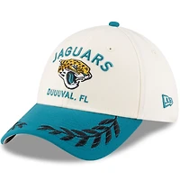 Casquette New Era 39THIRTY Flex crème/bleu sarcelle pour homme des Jaguars de Jacksonville, draft NFL 2025