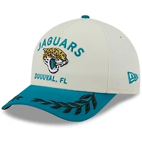 Men's New Era Cream/Teal Jacksonville Jaguars 2025 NFL Draft 9FORTY A-Frame M-Crown Adjustable Hat