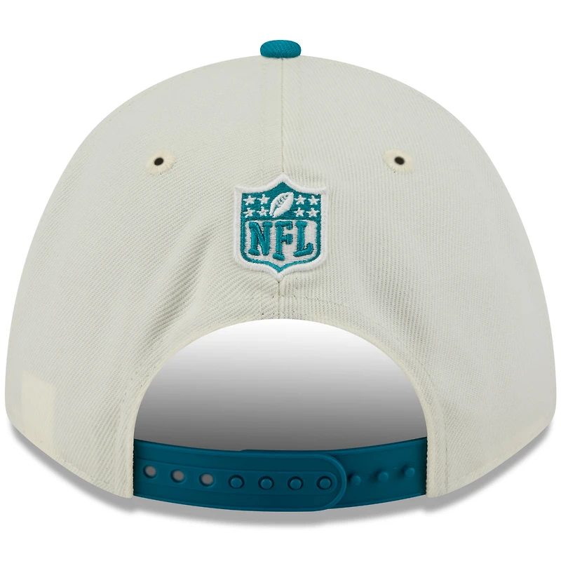Men's New Era Cream/Teal Jacksonville Jaguars 2025 NFL Draft 9FORTY A-Frame M-Crown Adjustable Hat