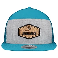 Men's New Era  Gray/Teal Jacksonville Jaguars Cork Split Panel 9FIFTY Trucker Snapback Hat