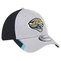 Casquette 39THIRTY Flex Throwback Active Visor Trim pour homme des Jaguars de Jacksonville New Era, gris