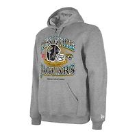 Men's New Era Heather Gray Jacksonville Jaguars Retro Pullover Hoodie