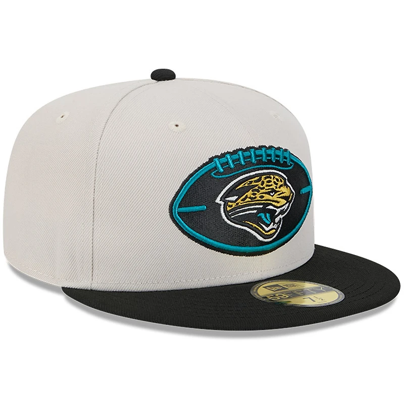 Casquette ajustée 59FIFTY historique Jacksonville Jaguars 2024 Sideline New Era pierre/bleu sarcelle pour hommes