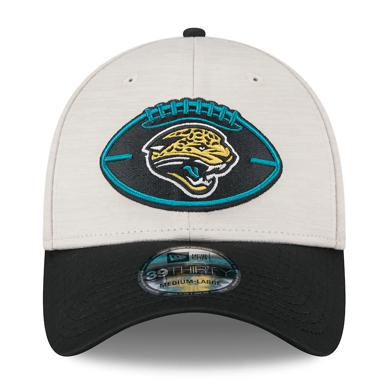 Men's New Era Stone/Teal Jacksonville Jaguars 2024 Sideline Historic 39THIRTY Flex Hat