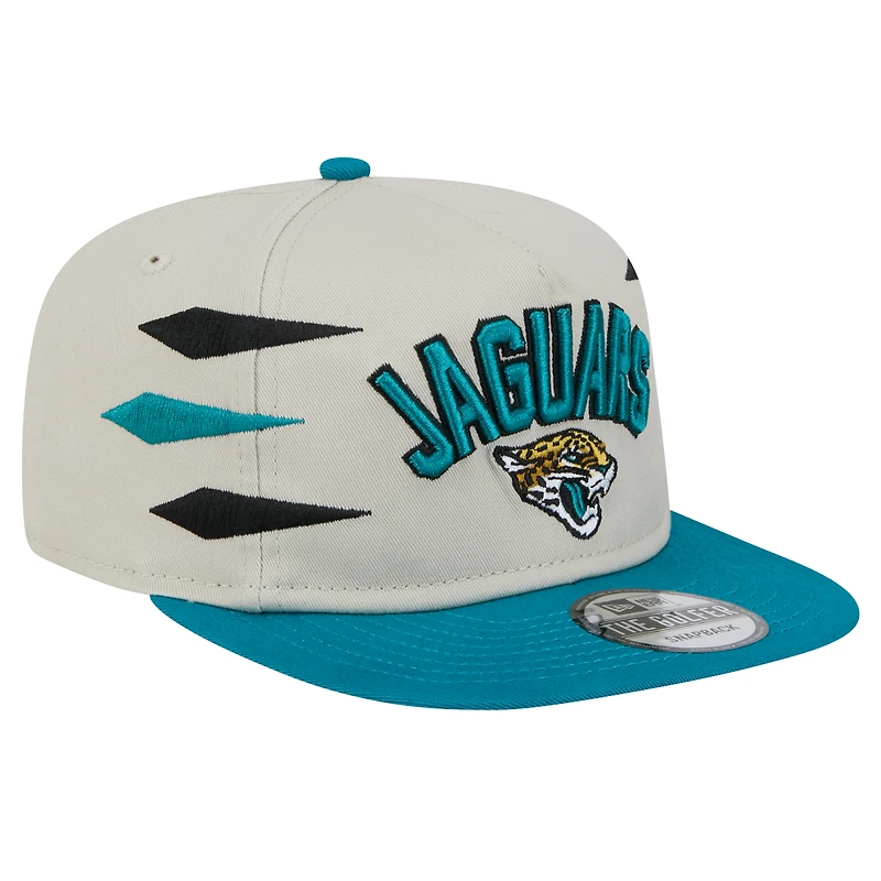 Casquette de golf athlétique à visière snapback Jacksonville Jaguars de New Era pour homme, couleur pierre/bleu sarcelle