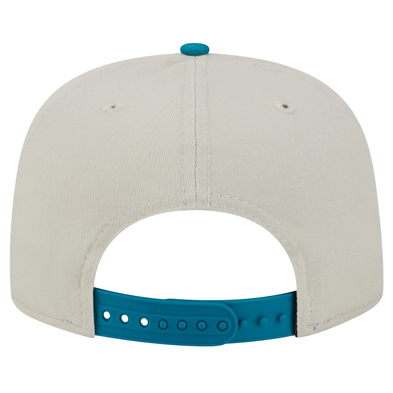 Casquette de golf athlétique à visière snapback Jacksonville Jaguars de New Era pour homme, couleur pierre/bleu sarcelle