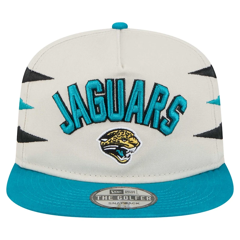 Casquette de golf athlétique à visière snapback Jacksonville Jaguars de New Era pour homme, couleur pierre/bleu sarcelle