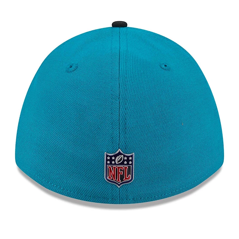 Casquette New Era Flex pour homme, bleu sarcelle/noir, Jacksonville Jaguars, Draft NFL 2026, modèle 39THIRTY M-Crown
